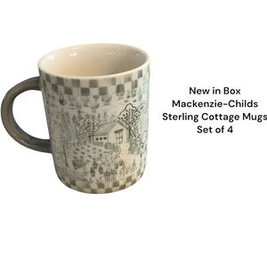 🆕MacKenzie-Childs Sterling Cottage Mugs Set of 4
